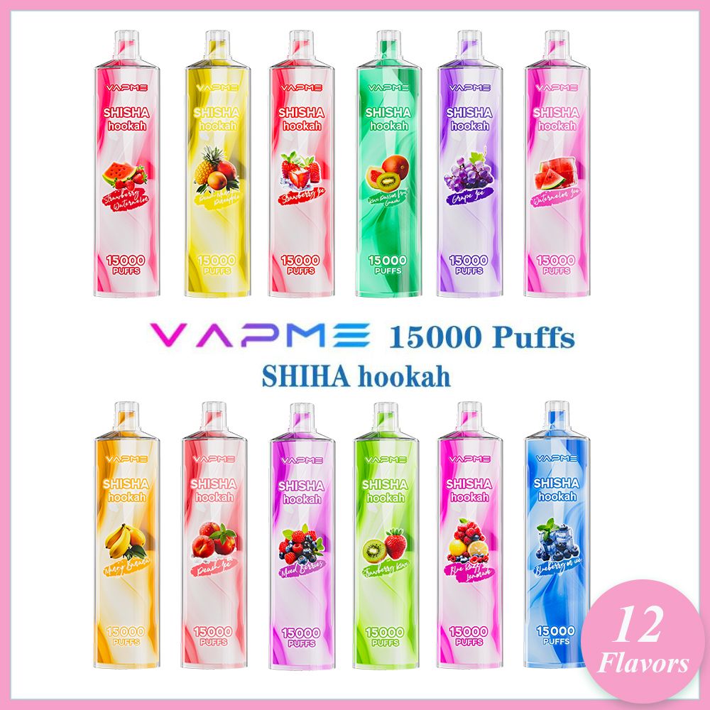 Original vapme shisha hookah puff 15000 vape 15k Disposable Vapes Pen E Cigarette Rechargeable Battery Mesh Coil 25ml Prefilled vs puff jnr shisha 12k 12000 puff
