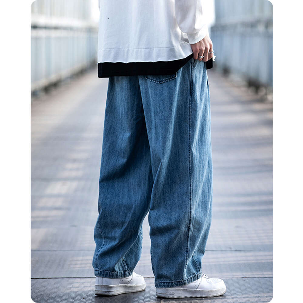 Unisex Haruku Four Seasons Streetwear Men's Clothes Jeans Loose Hiphop Oversize Washed Old Wide Straight Leg Pants Japanese