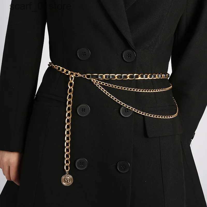 Waist Chain Belts 2023 Ladies Fashion Metal Waist Chain Flowers Camellia Woman Thin Waist Chain Dress Pants Decoration Belts for Women LuxuryL231221