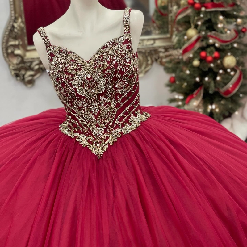 Red Quinceanera Dresses Ball Gown Princess Appliques Lace Beaded Crystal Off The Shoulder vestidos de 15 Anos Birthday Party Sweet 16 Dress