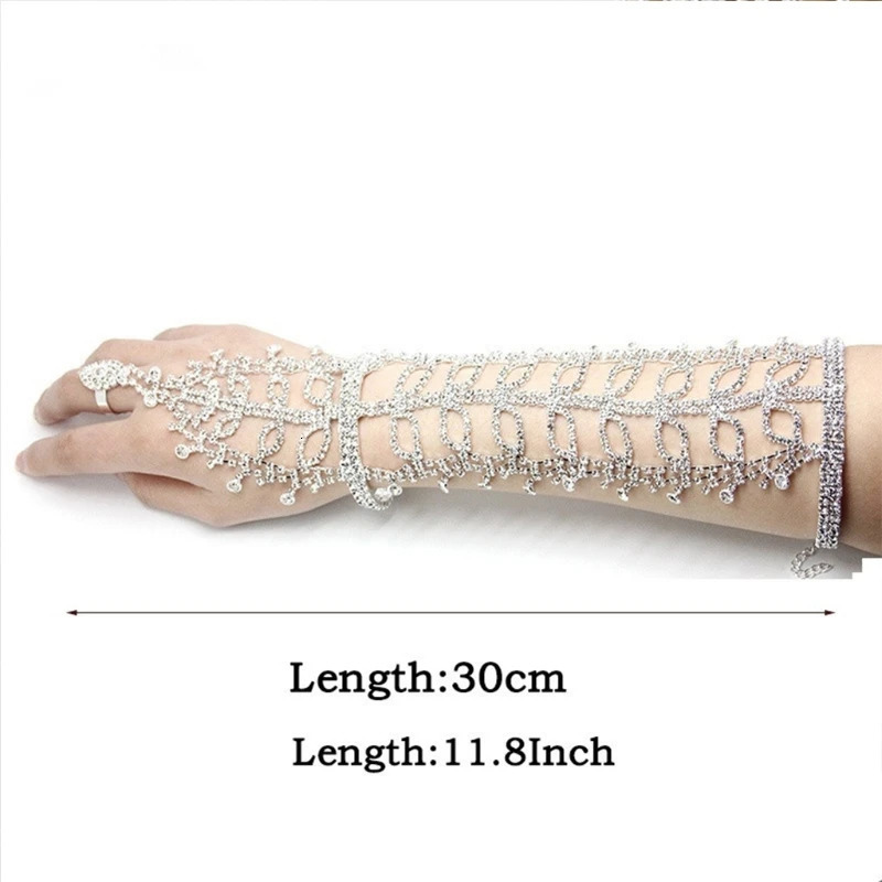 Women Tassels Arm Cuff Armlet Bracelet and Ring Wedding Bride Leaves Fringe Jewelry Hand Chain Bangle Belly 94PA 231220