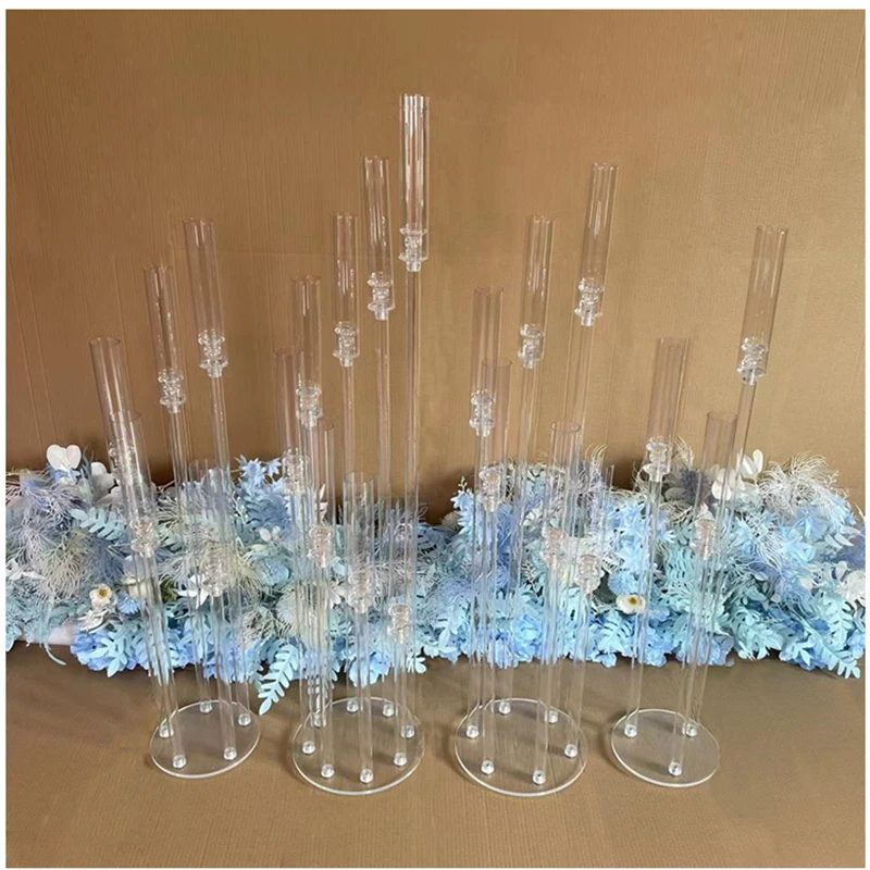 Acrylic Candelabra All Clear Candle Holders Wedding Candlesticks Table Centerpieces Flower Stand Holder Big Candelabrum IMI104 XJ260305