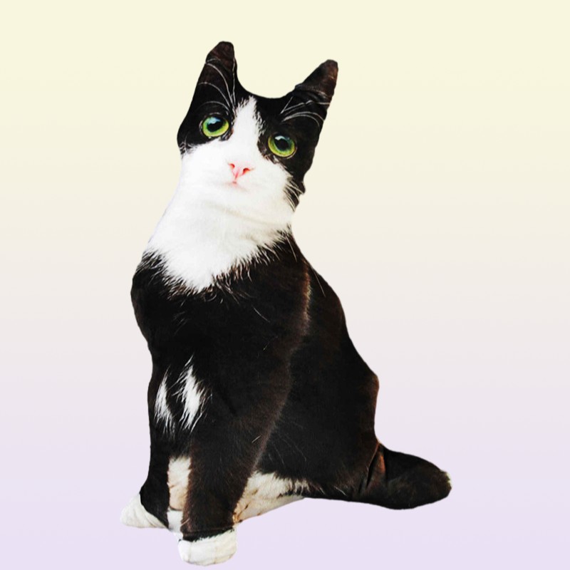 50cm lifelike plush cat pillow stuffed 3D print animal cat throw pillow home decoration gift for car people 220304