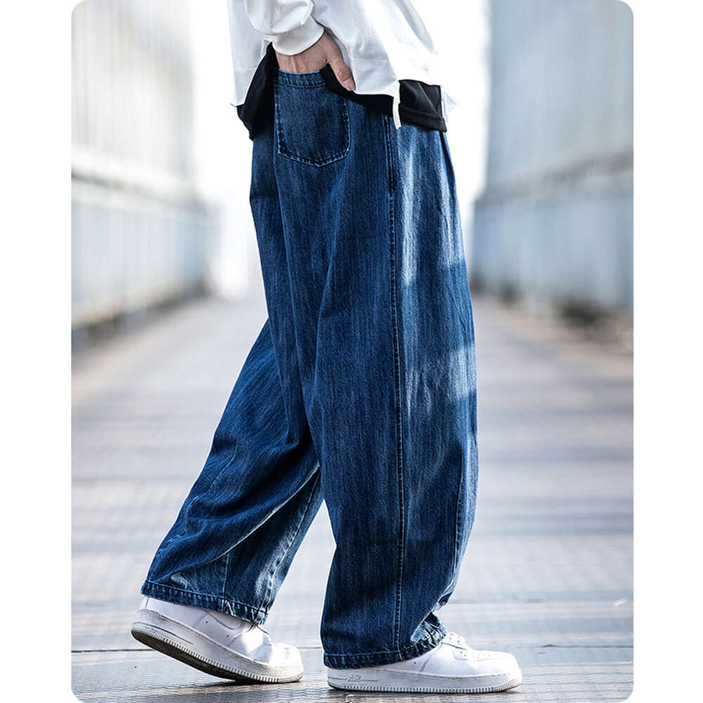 Unisex Haruku Four Seasons Streetwear Men's Clothes Jeans Loose Hiphop Oversize Washed Old Wide Straight Leg Pants Japanese