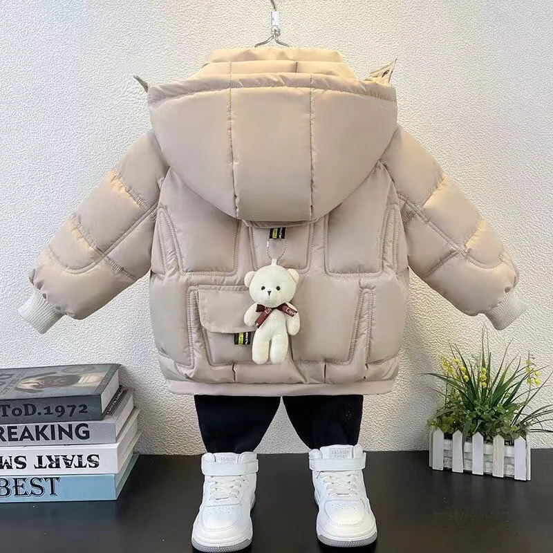 Childrens Cotton Jacket 2024 Boys Winter Plush Thickened Warm Down 16 Year Old Baby Cartoon 231220