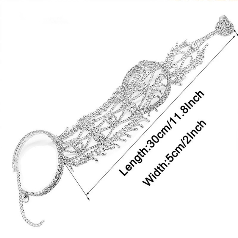 Women Tassels Arm Cuff Armlet Bracelet and Ring Wedding Bride Leaves Fringe Jewelry Hand Chain Bangle Belly 94PA 231220