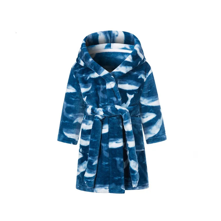 Winter Children Robe Warm Robe for Kids Cartoon Flannel Hooded Towel Bathrobe for Boys Girls Dressing Gown Nightgown 231221