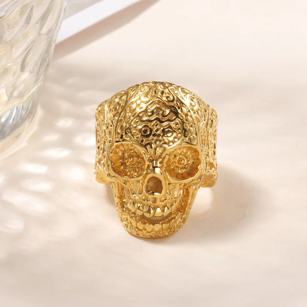 Gothic Skeleton Skull Male Rings For Men Women Personality Punk Stainless Steel Jewelry Fashion Accessories Gifts 231220