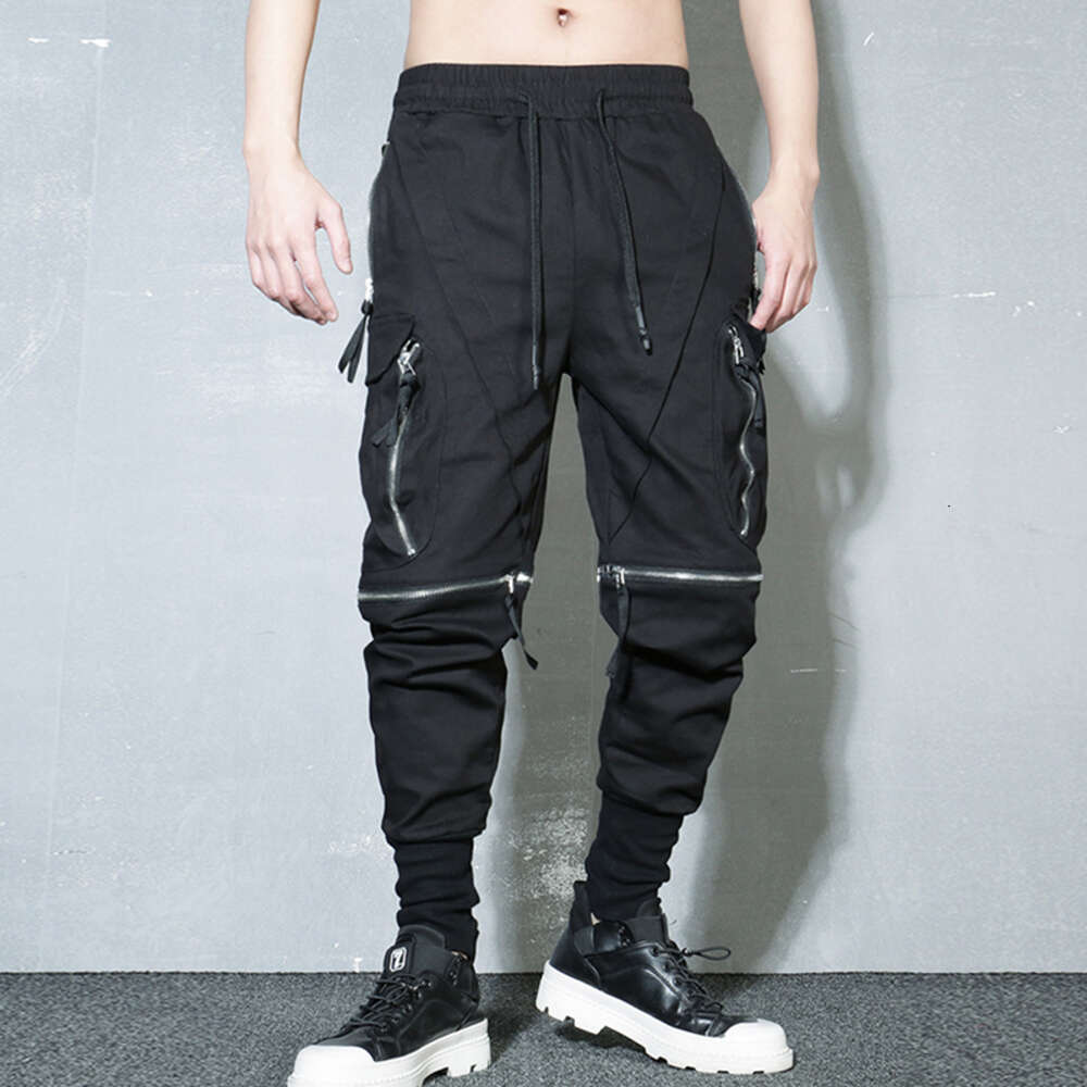 Detachable Multi-pocket Cargo Pants Men Haruku Hip Hop Streetwear Joggers Trousers Man Elastic Waist Techwear WB377
