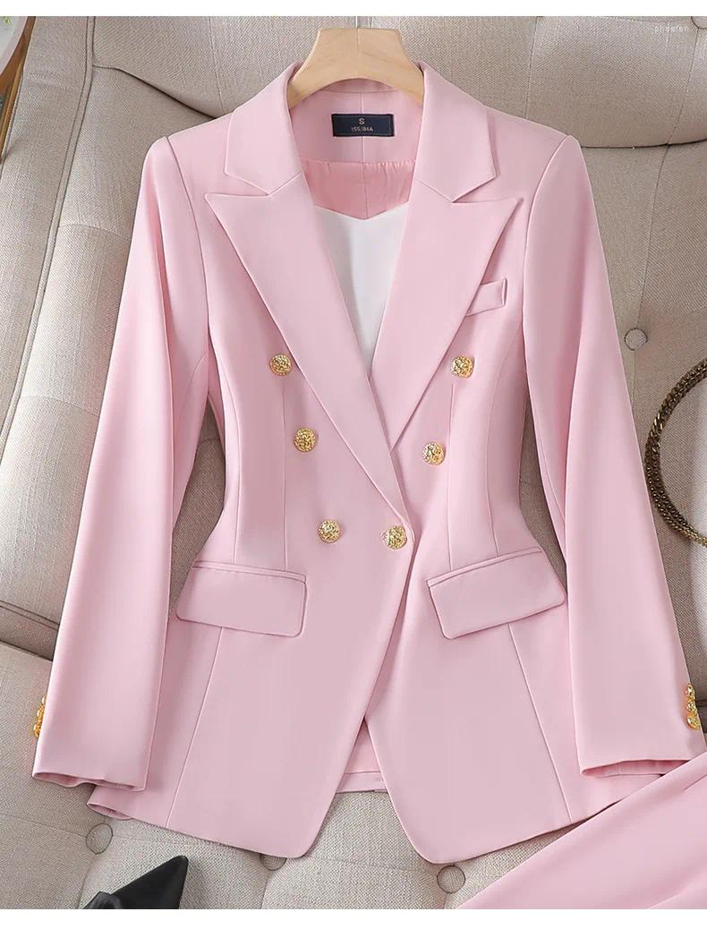 Women's Suits 2025 Designer Jacket Classic Double Breasted Business Suit Fashion Temperament Metal Lion Button Blazer Outer Size S-4Xl