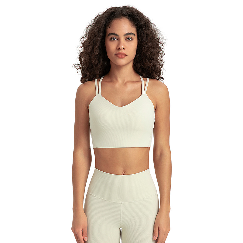 LM366 Women Yoga Bra Tops Cew Neck Fintness Ribber Tank Vest Skinfriendly Workout Breathble Crisscross Quick Dry Top Female DW366
