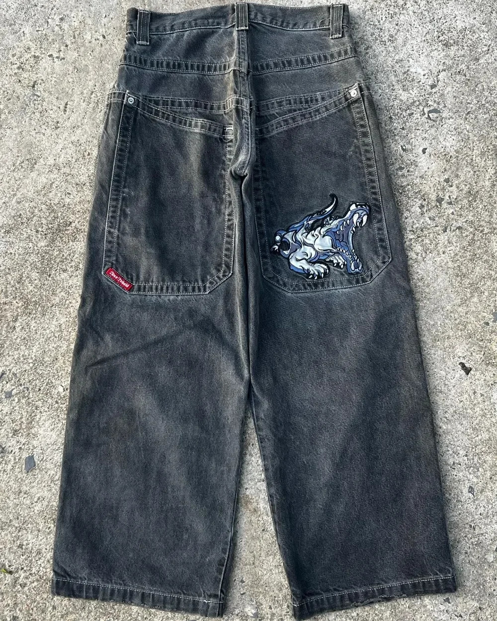 JNCO Streetwear Hip Hop Cartoon Graphic Print Y2K Vintage Baggy Jeans Black Pants Men Women High Waist Wide Leg Trousers#wzc