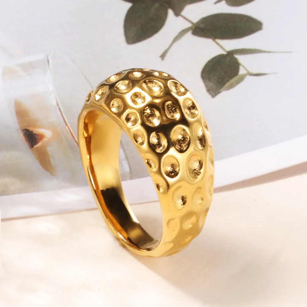 Gothic Multi Concave Spots Engagement Rings For Women Girls Fashion 316l Stainless Steel Men Jewelry Friend Gift 231220