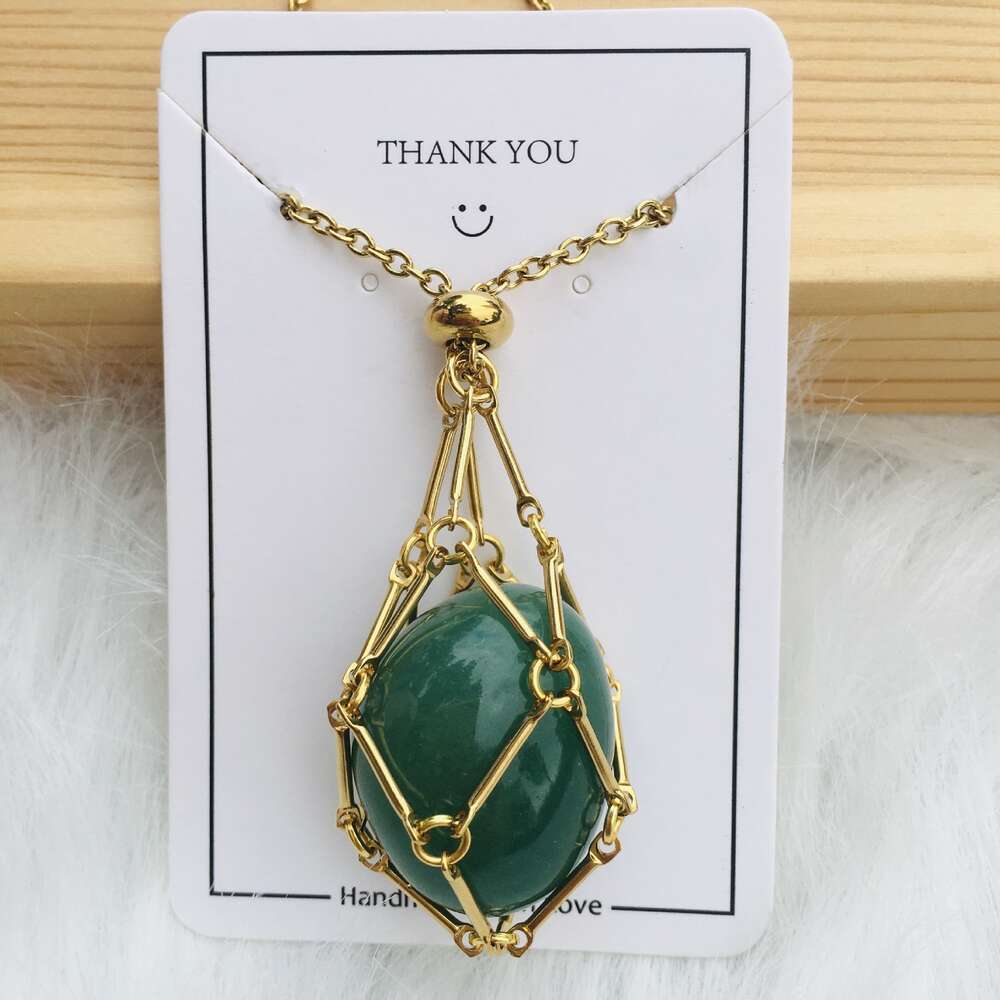 Interchangeable Natural Crystal Holder Necklace Crystal Cage Stone Pendant Aesthetic Gemstone Wolf Tide Jewelry For Men Women DIY Adjustable Weaving M