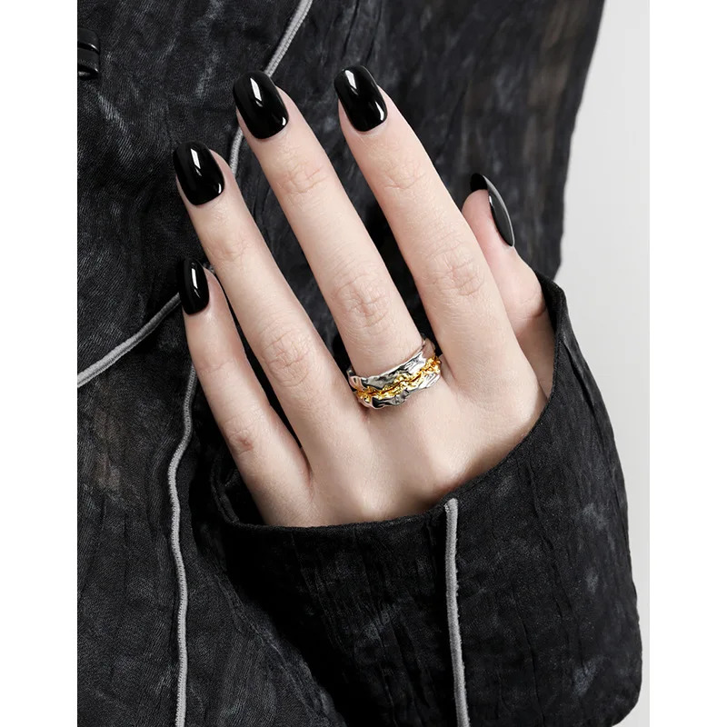 FINS Original Irregular S925 Sterling Silver Open Rings for Women Men Color Separation Stacked Punk Rock Finger Fine Jewelry 231220