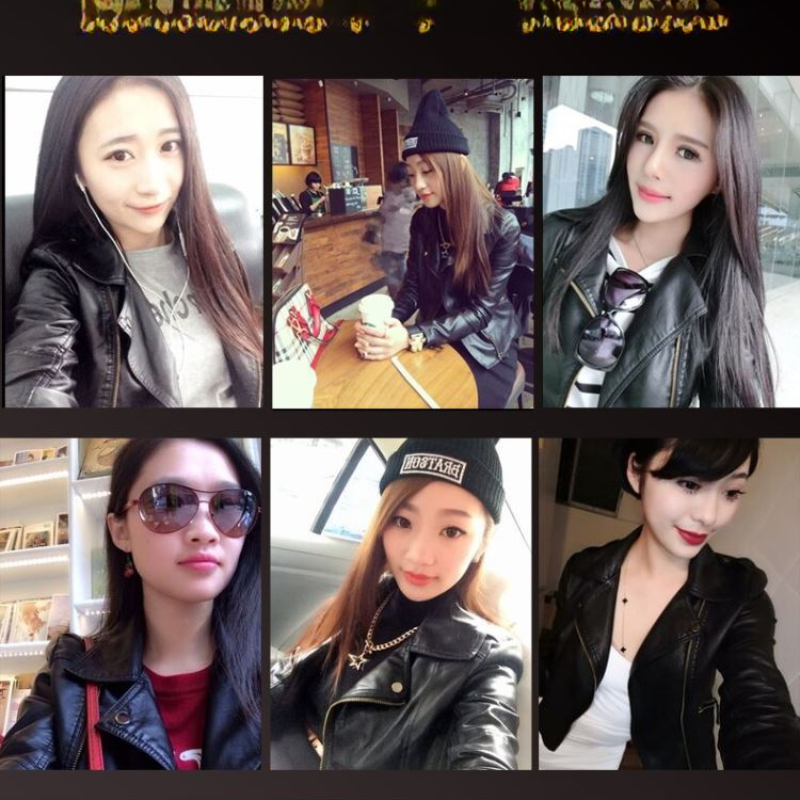 OC NF45E01 Women's Faux Leather Coats Spring and Autumn Short Style Slim Fit Jacket Motorcycle Leather Jacket Large Size