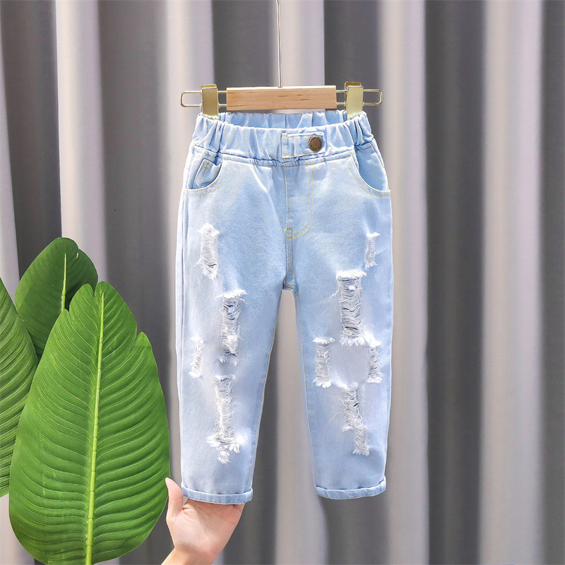 Spring and Summer Autumn Baby / Toddler Fashion Ripped Jeans Bottoms for Boy Girl Kids Clothes 210528