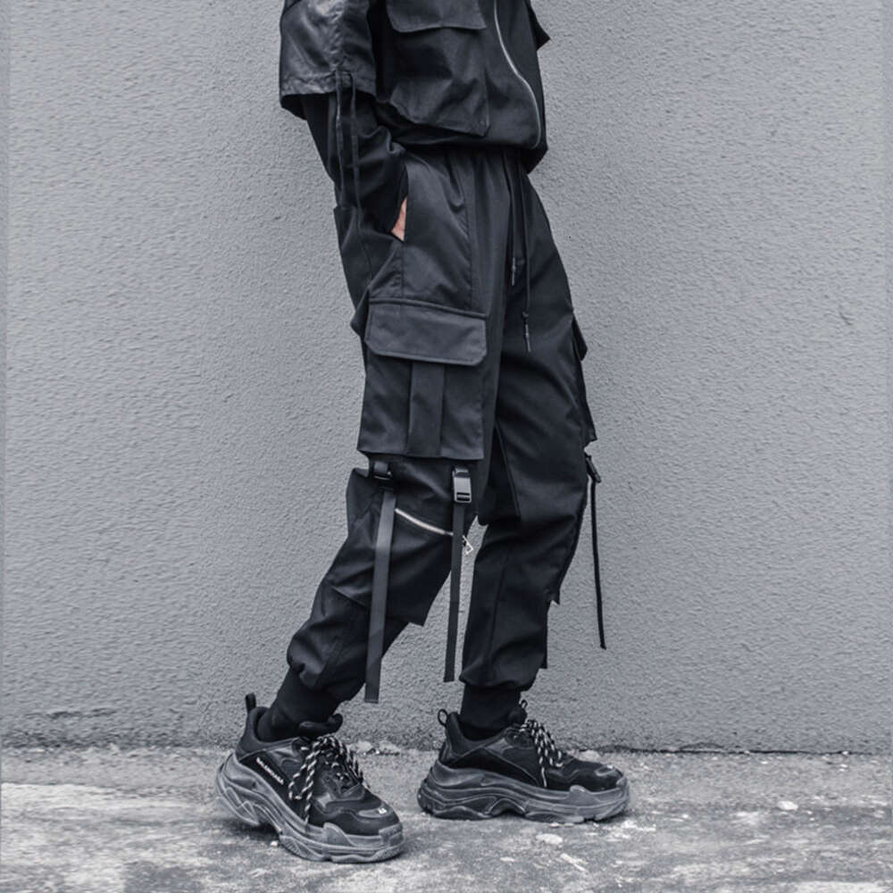 Department Overalls Male Straight Beam Leisure Trousers Stereoscopic Ribbon Hip-hop Foot Big Pockets Haroun Pants