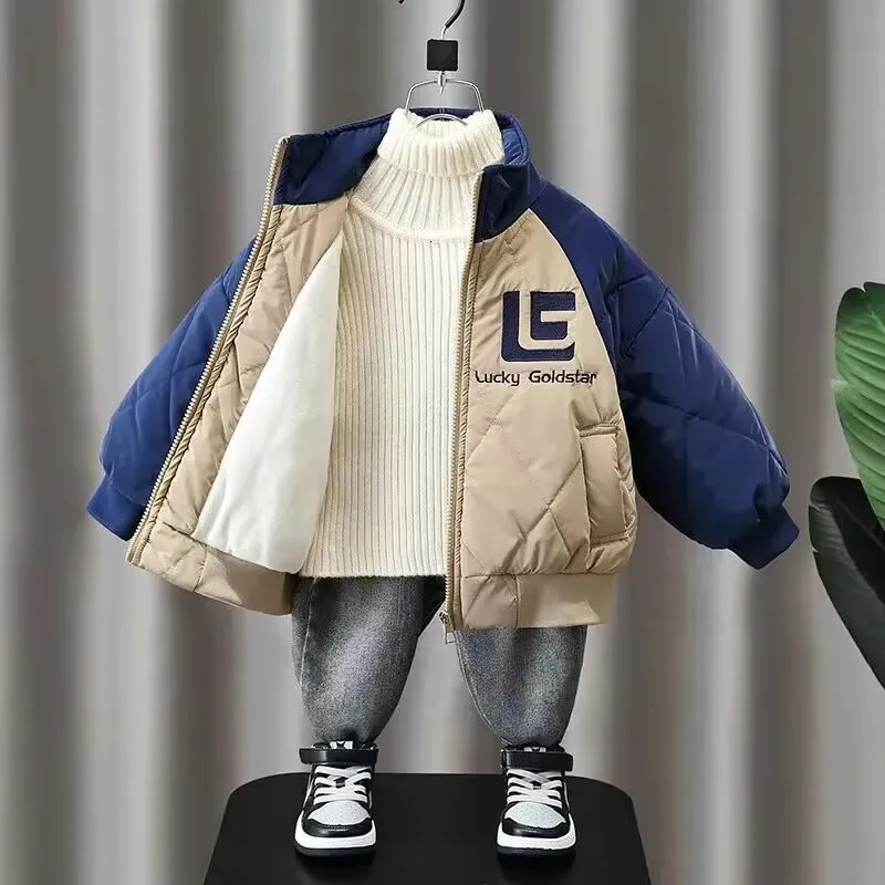 Winter Kids Plush Coat Childrens Cotton Thicken Jacket Down Parkas For Girls Boys Cute Cartoon Baby Snow Wear 231220