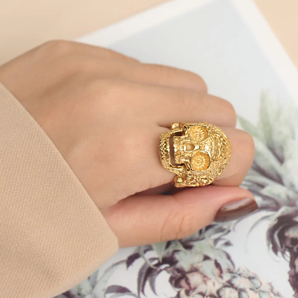 Gothic Skeleton Skull Male Rings For Men Women Personality Punk Stainless Steel Jewelry Fashion Accessories Gifts 231220