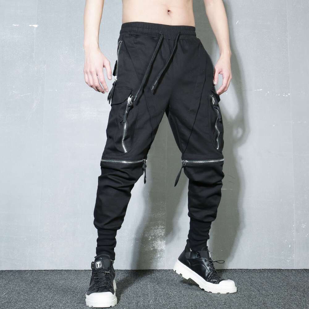 Detachable Multi-pocket Cargo Pants Men Haruku Hip Hop Streetwear Joggers Trousers Man Elastic Waist Techwear WB377
