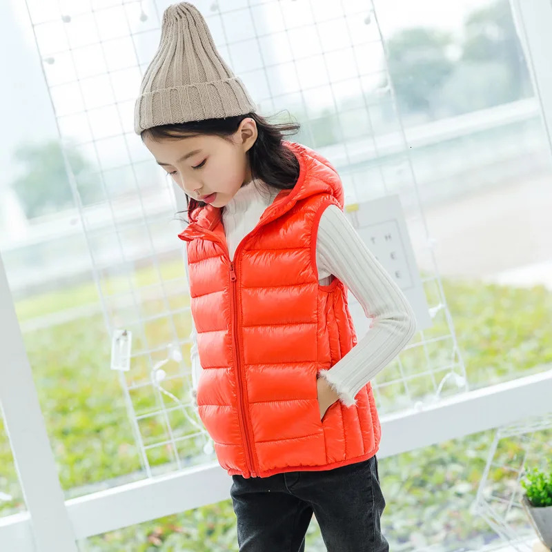 Kids Vest Childrens Girls Hooded Jacket Winter Autumn Waistcoats for Boy Baby Outerwear Coats Big Teens girl clothes 231220