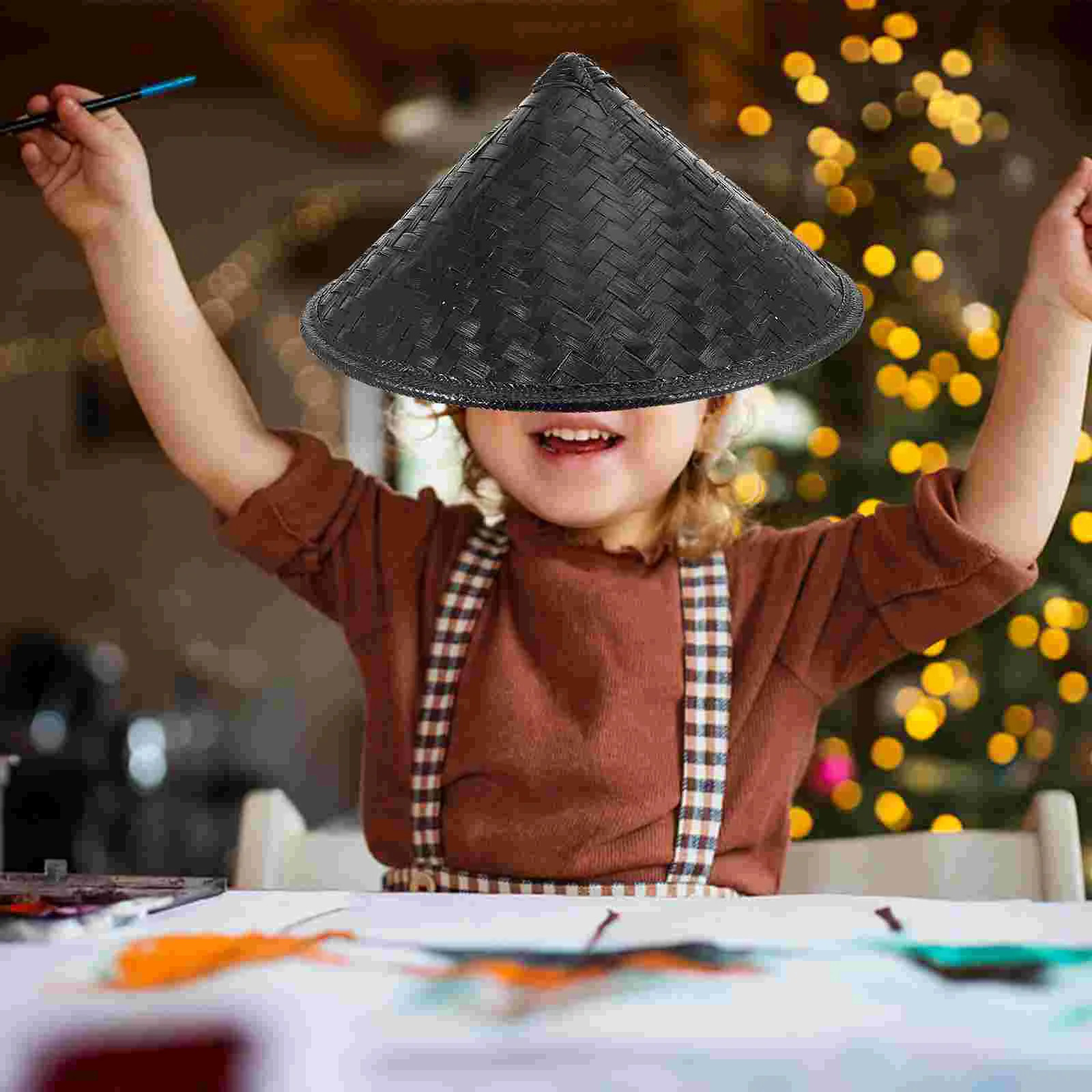 Hat Straw Chinese Japanese Samurai Cosplay Conical Asian Coolie Rice Cone Hats Ninja Cap Bamboo Party Farmer Paddy Costume 231220