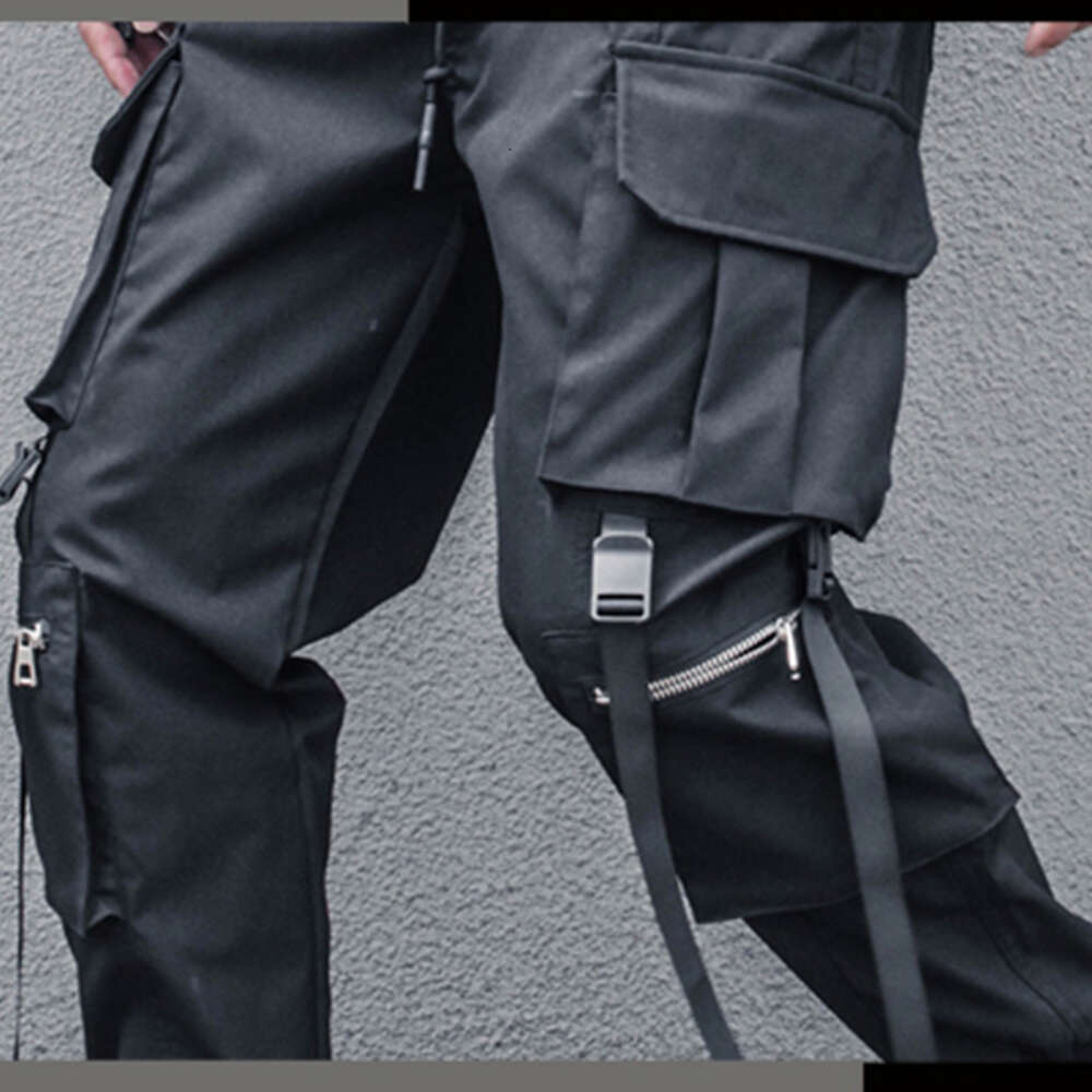 Department Overalls Male Straight Beam Leisure Trousers Stereoscopic Ribbon Hip-hop Foot Big Pockets Haroun Pants