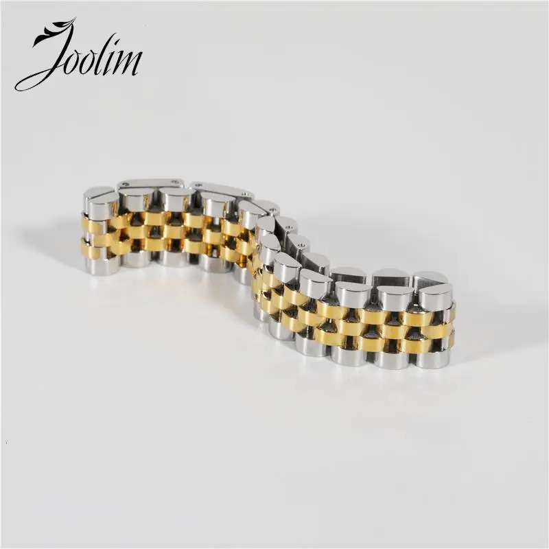 Joolim Jewelry Wholesale Waterproof Width13MM Fashion Permanent Chunky Watchband Mixed Chain Stainless Steel Bracelet For Women 231221