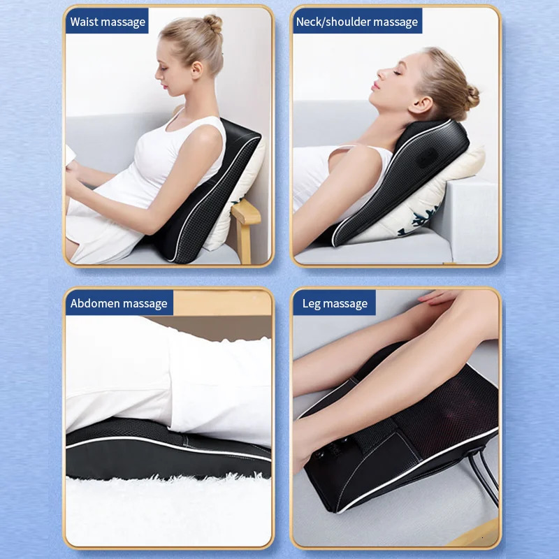 Jinkairui Electric Shiatsu Head Neck Cervical Ttraction Body Massager Car Back Pillow with Heating Vibrating Massage Device 231220