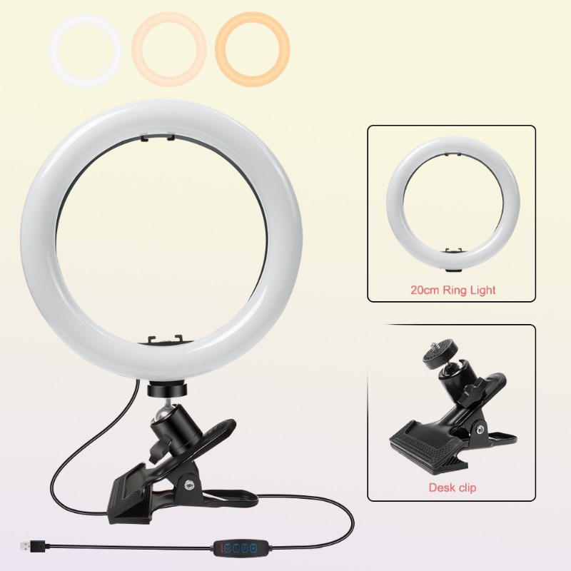 Lighting Portable Selfie Light for Laptop Computer with Clamp Mount Desk Usb Led Ring Lamp Video Pography Conference Lighting K