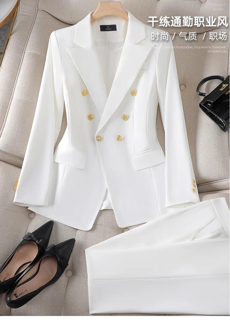 Women's Suits 2025 Designer Jacket Classic Double Breasted Business Suit Fashion Temperament Metal Lion Button Blazer Outer Size S-4Xl