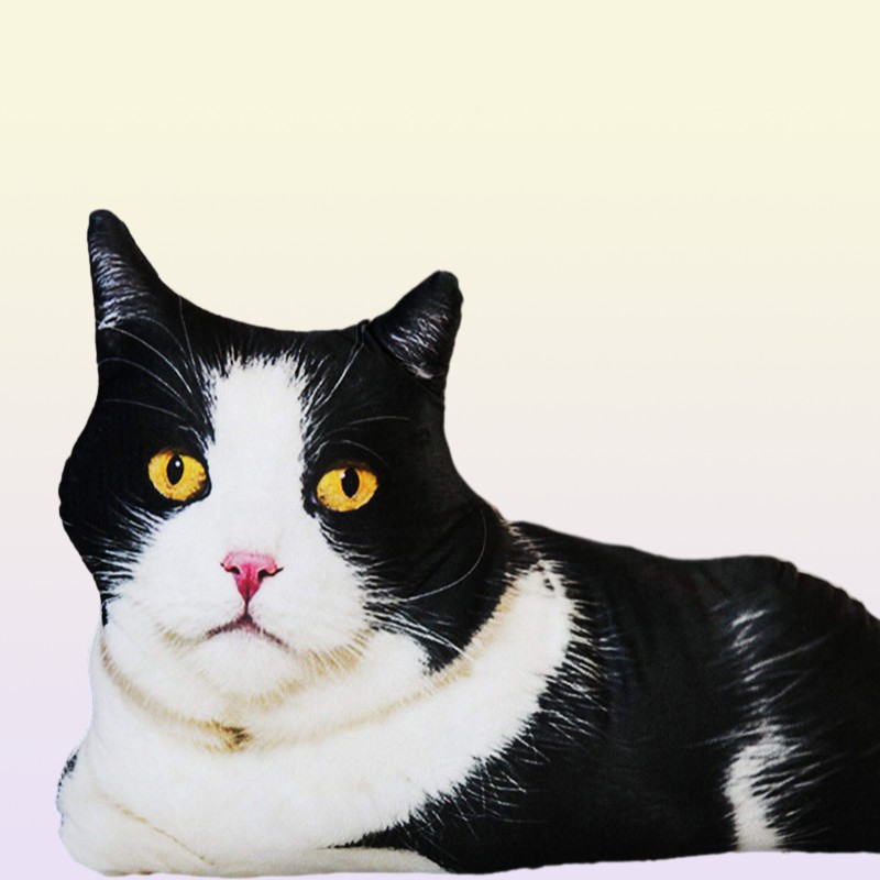 50cm lifelike plush cat pillow stuffed 3D print animal cat throw pillow home decoration gift for car people 220304