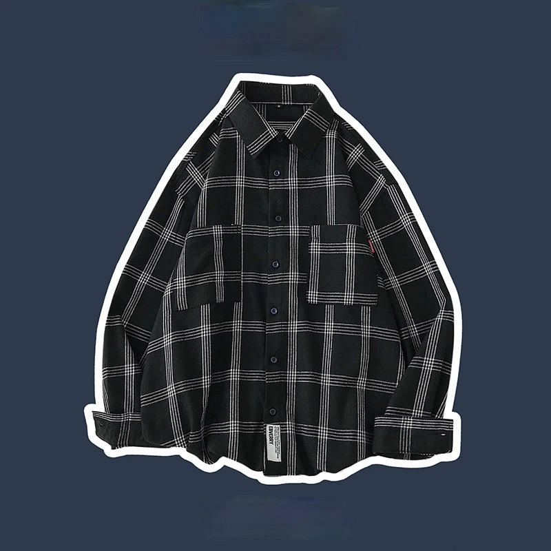 Large Size Shirts Plaid Vintage Loose M5XL arrival Men Clothing Korean Style Allmatch Soft Trendy Ins Spring Young Leisure 231221