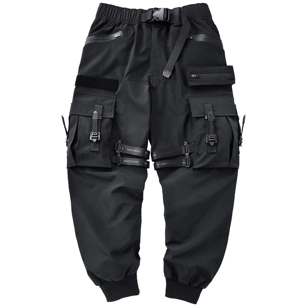 Top Brand Tactical Cargo Men Fashion Functional Multi Pockets Trousers Hip Hop Streetwear Pants Techwear Black WB762