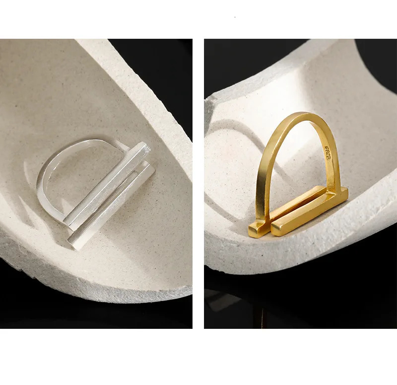 FINS Minimalist Geometric Double Strip Textured S925 Sterling Silver Ring Abstract Bar Index Finger Rings for Women Men 231220