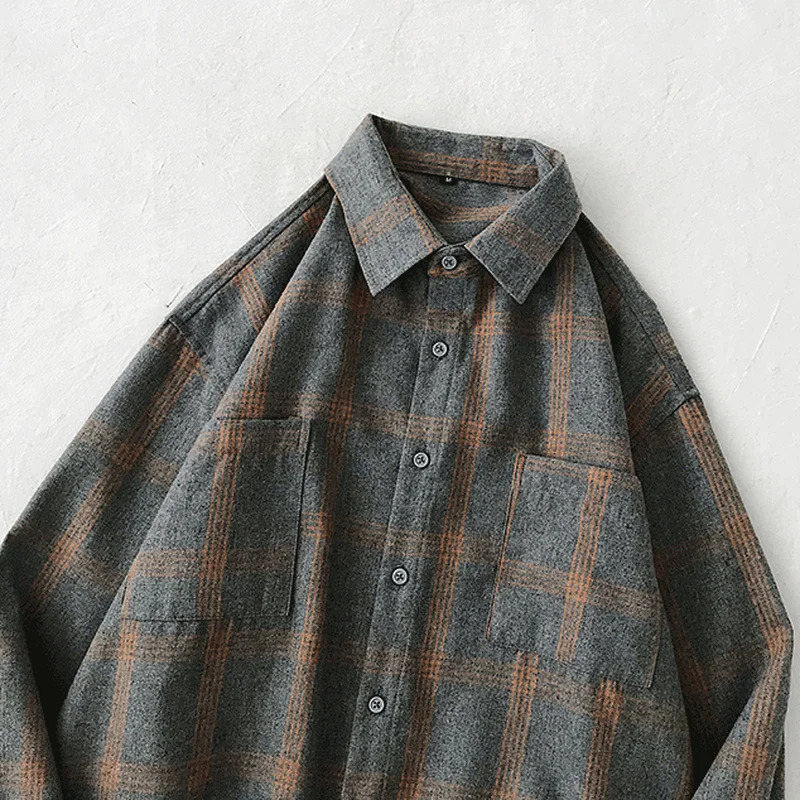 Large Size Shirts Plaid Vintage Loose M5XL arrival Men Clothing Korean Style Allmatch Soft Trendy Ins Spring Young Leisure 231221