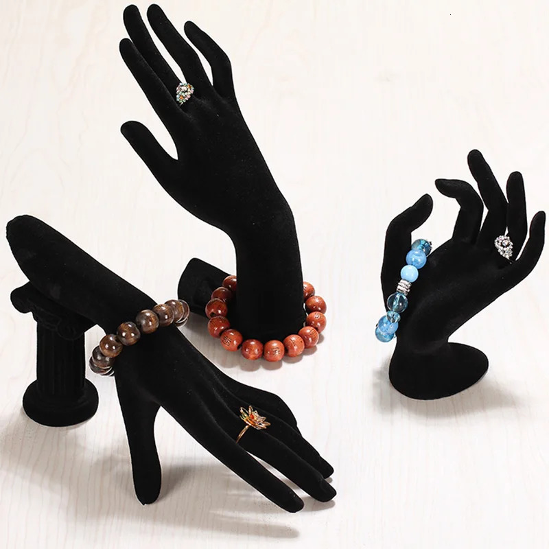 Upscale Black Velvet Jewelry Set Display Stand Holder Mannequin Arm Model Rack For Ring Earring Watch Bracelet Necklace Pendant 231220