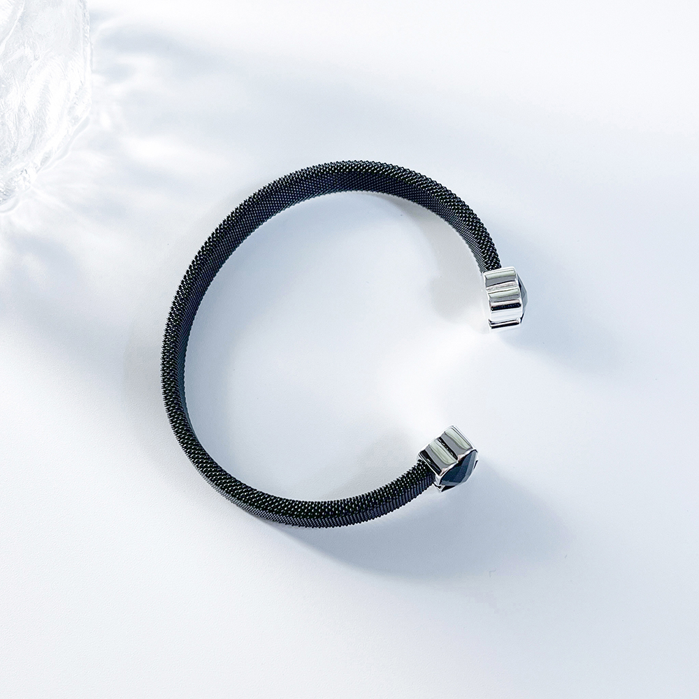 Free Delivery Of Spanish Bear Jewelry 2023 New Women's Black Steel Mesh Color Onyx Bracelet Bracelet Fine Jewelry Ready S