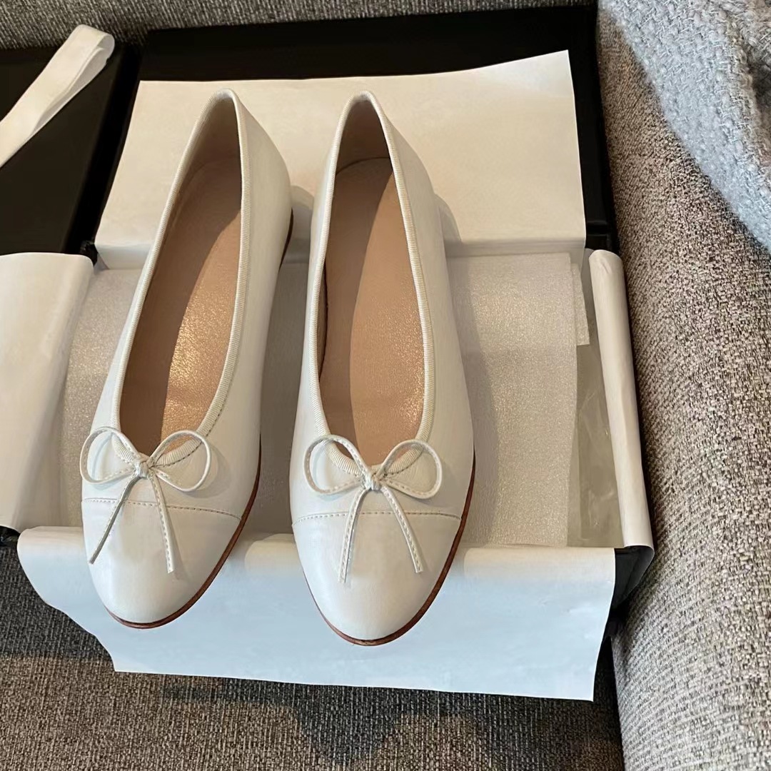 Ballet Flat Dance Dress Shoe Women Designer Casual Round Toe Sexy Ballerina Sip On Quilted Genuine Leather Calfskin Loafer Paris Sole Shoes Zapatos De