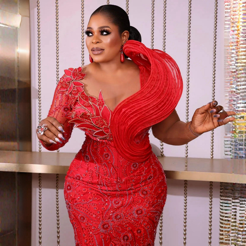 African Arabic Plus Size Aso Ebi Prom Dresses Mermaid Red Evening Formal Dress For Special Ocns Black Women Promdress Lace Beaded Birthday Party Gowns