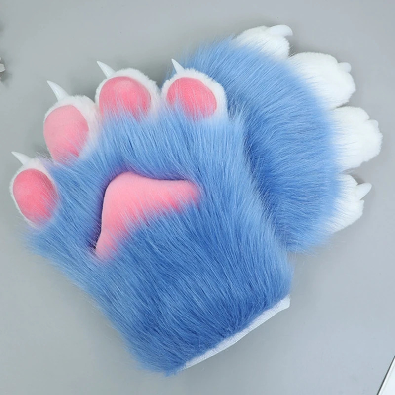 2 Pcs Cartoon Plush Cat Cosplay Costume Nails Claws Gloves Furry Hand Paw Anime Mittens for Story Telling 231220
