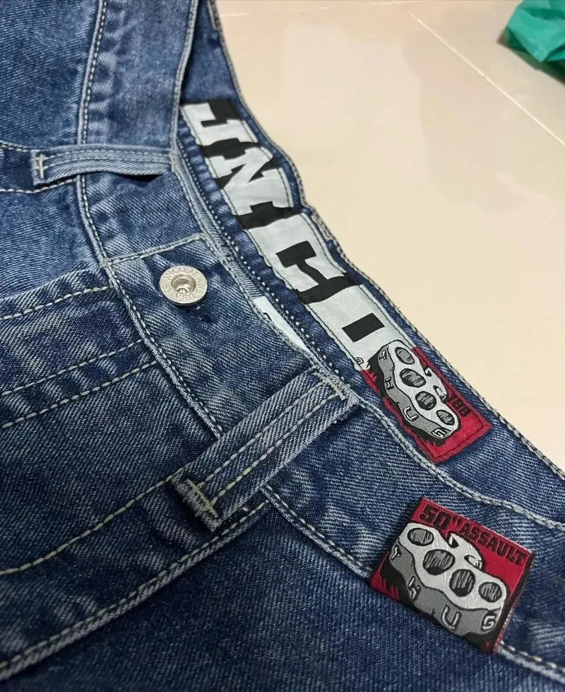 JNCO Y2K men clothing baggy jeans Hip Hop Harajuku American vintage streetwear Embroidery Graphics Fashion Goth wide leg jeans 231220
