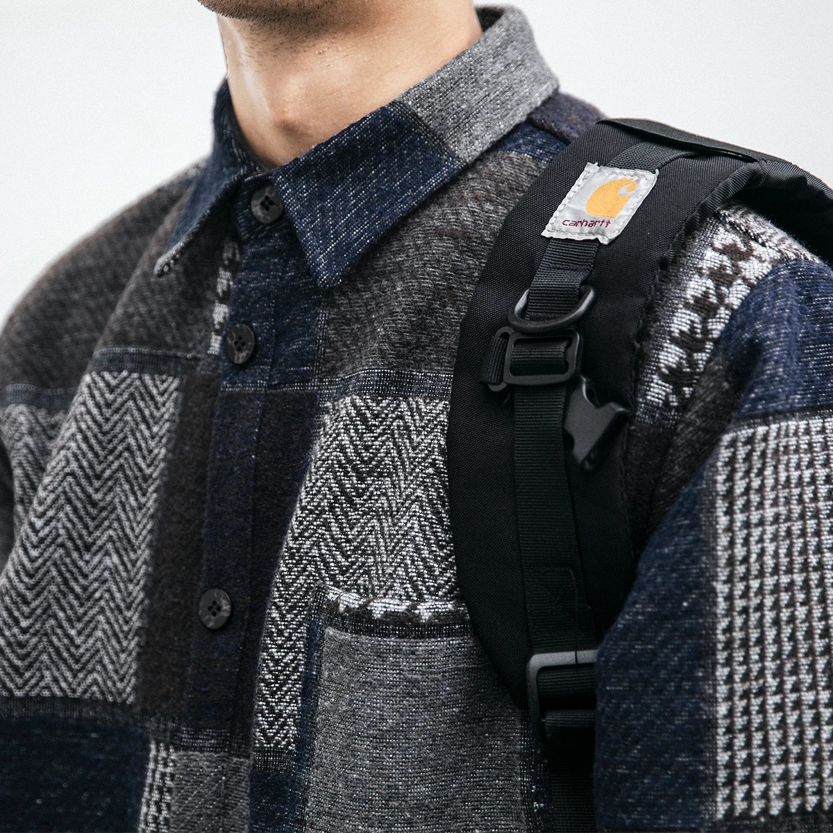 Autumn Winter Japanese Streetwear Retro Stitching Plaid Shirt Fashion Harajuku Thick Casual Woolen Coat Men Kpop Korean Clothes 231221