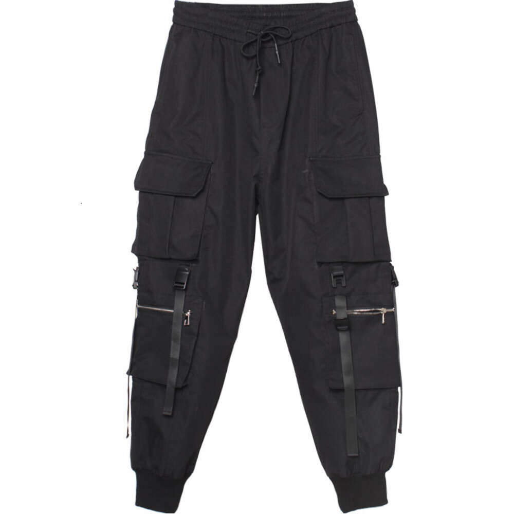 Department Overalls Male Straight Beam Leisure Trousers Stereoscopic Ribbon Hip-hop Foot Big Pockets Haroun Pants