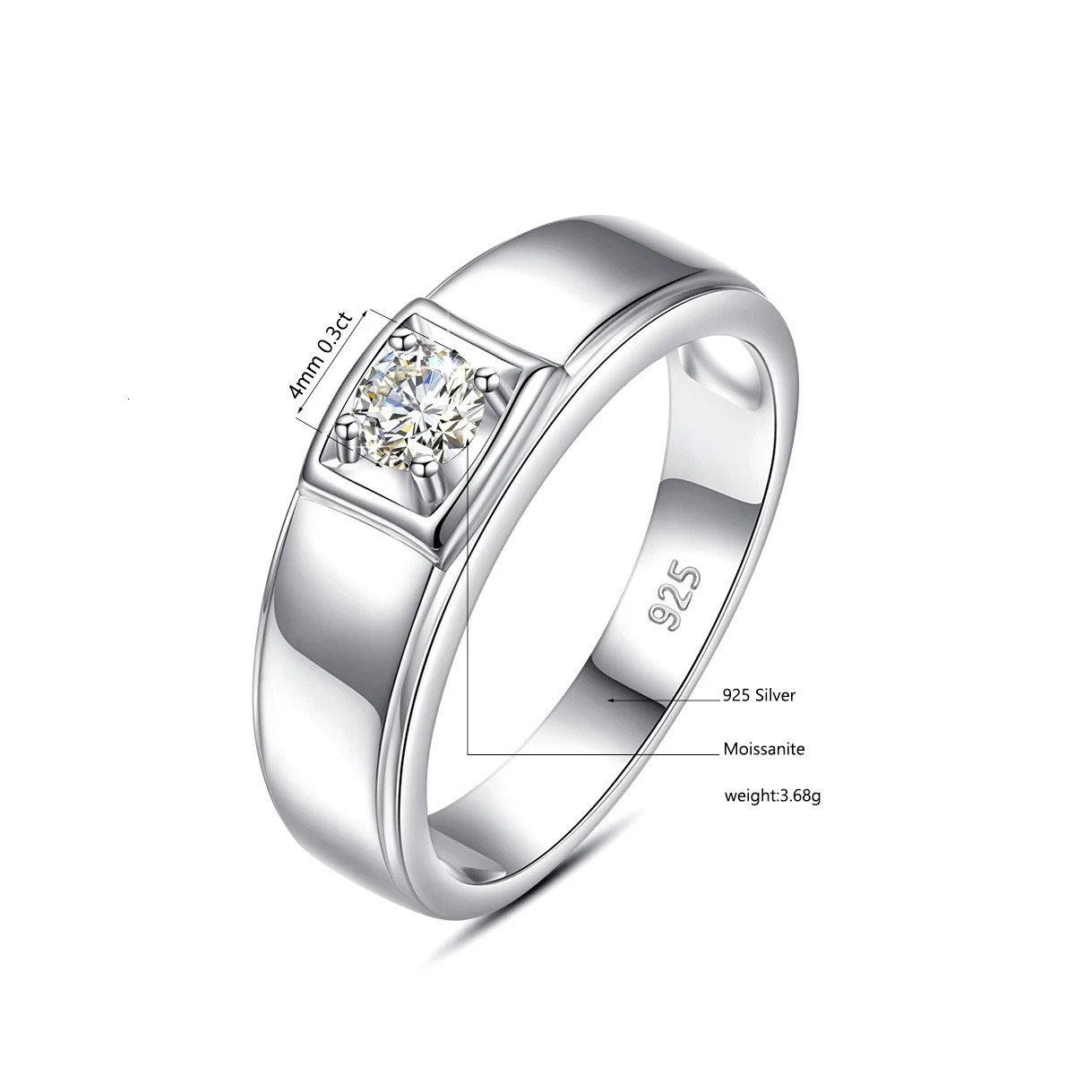 04ct m DF Color Rings For Men 100 925 Sterling Silver Certified Wedding Engagement Jewelry Diamond Test Pass Gift 231220