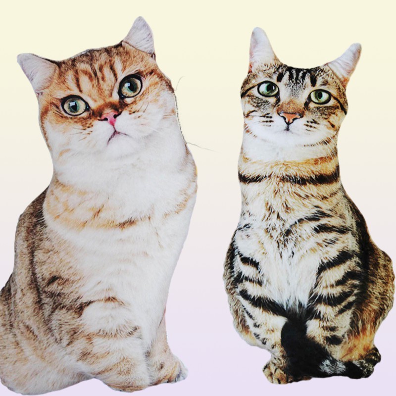 50cm lifelike plush cat pillow stuffed 3D print animal cat throw pillow home decoration gift for car people 220304