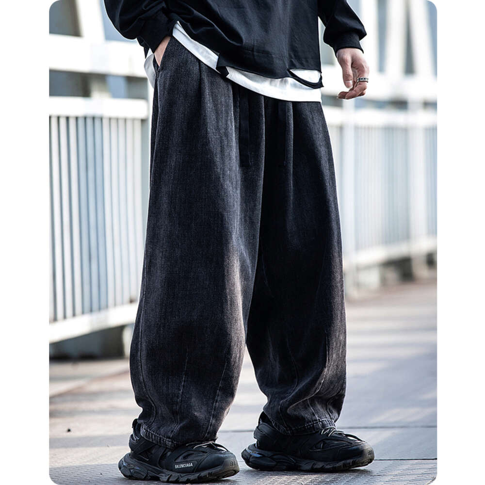 Unisex Haruku Four Seasons Streetwear Men's Clothes Jeans Loose Hiphop Oversize Washed Old Wide Straight Leg Pants Japanese