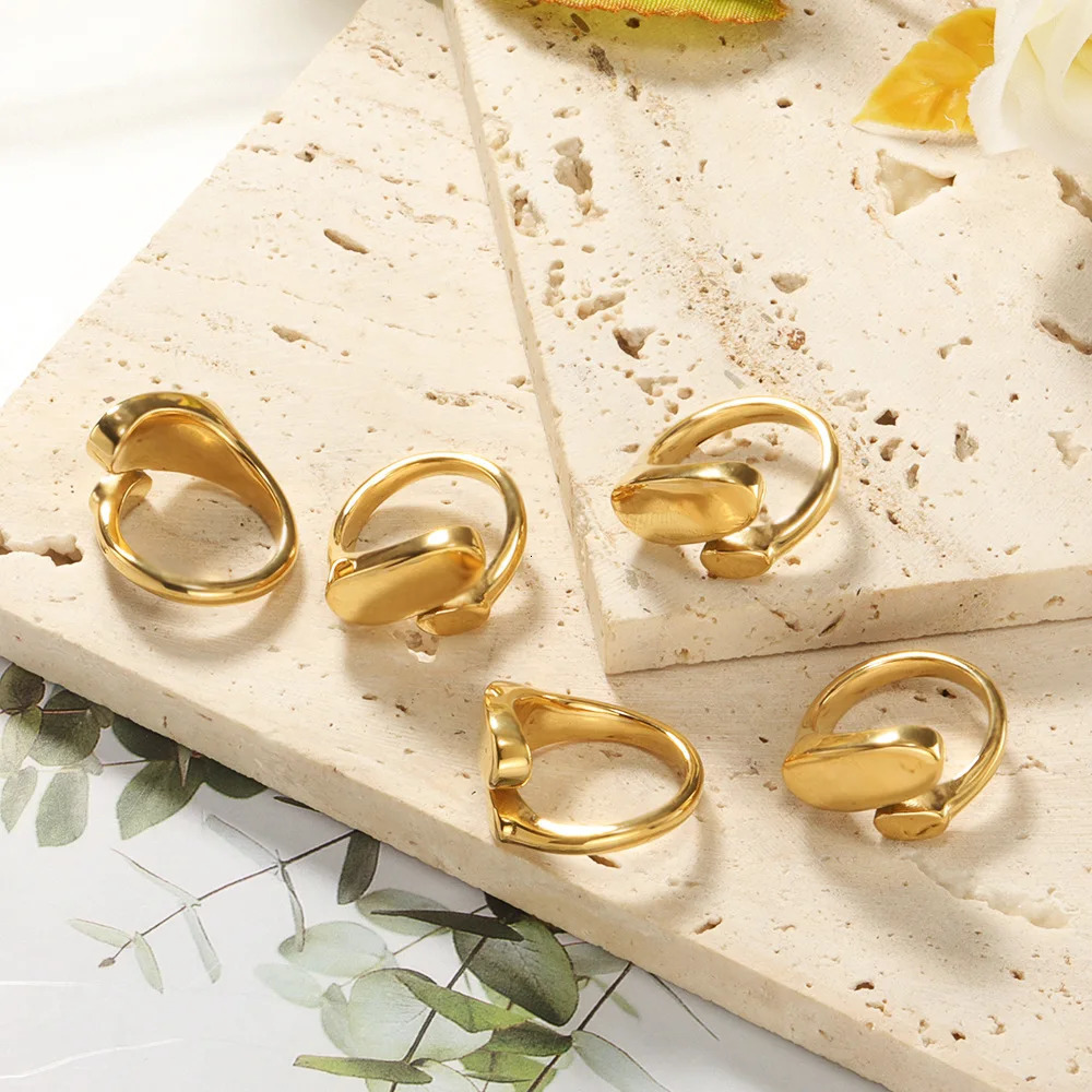 Charm Geometric Open Rings for Men's Gothic Accessories Fashion Steel Women Jewelry Wholesale Items in Bulk Free Ship 231220