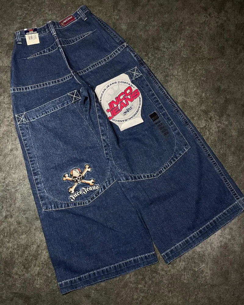 JNCO American Baggy Jeans Y2K Hip Hop Rock Men Women cargo pants Vintage Embroidery Pattern Harajuku wide leg jeans Streetwear 231220